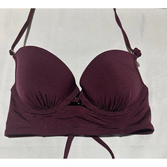 Abercrombie & Fitch Other - Abercrombie Bikini‎ Swim top Size 32A Burgundy Halter Strap Back Pool Beach